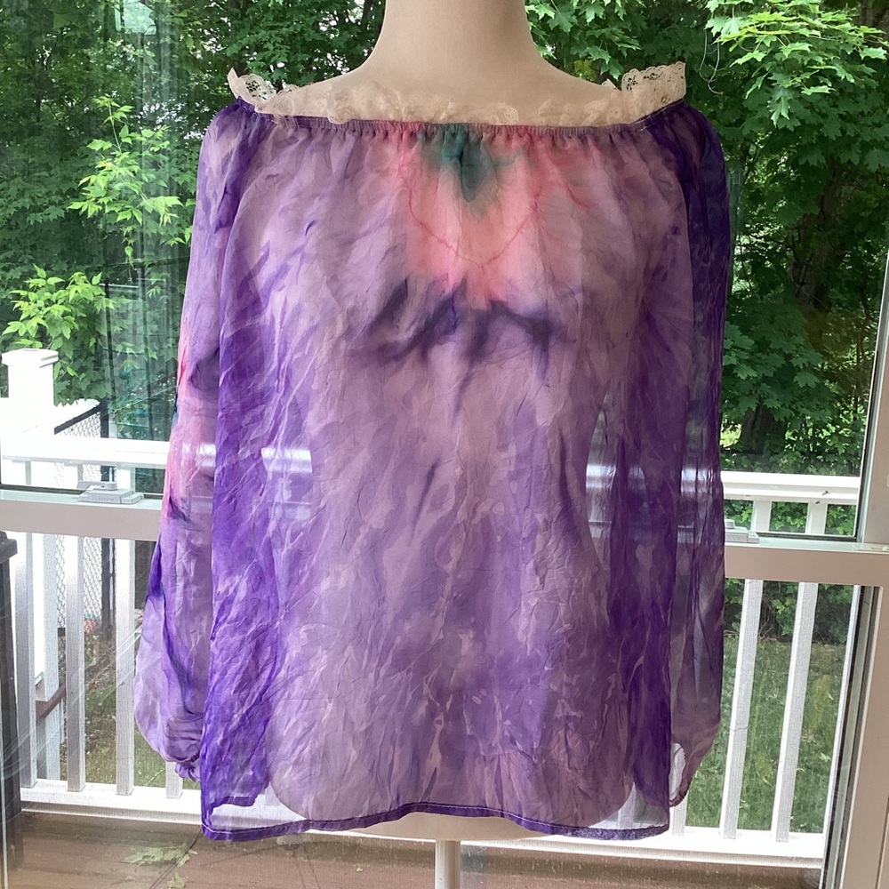 Alberto Makali Purple and Pink Lace Blouse